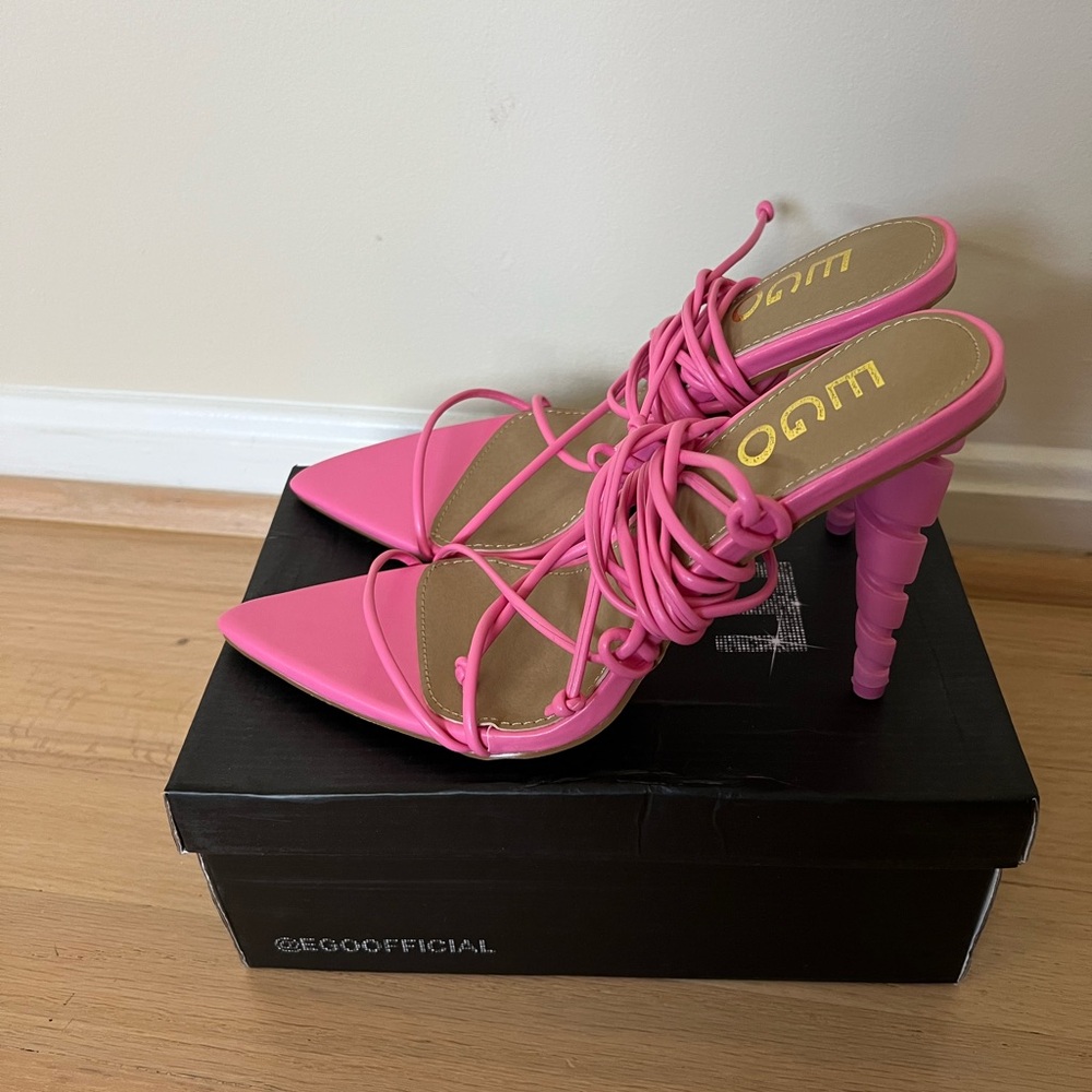 EGO Vibrant Pink Lace-Up Heels